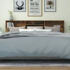 VidaXL Armoire de tête de lit Chêne fumé 220x19x103,5 cm -Têtes et pieds de lit Soldes image 5 817261