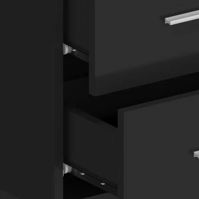 VidaXL Tête de lit avec armoires Noir Bois d'ingénierie 8 VidaXL Tête de lit avec armoires Noir Bois d'ingénierie – Image 6