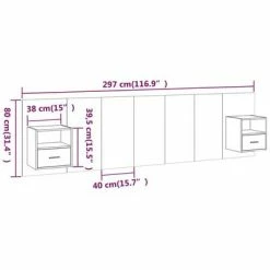 VidaXL Tête de lit avec armoires Chêne fumé Bois d'ingénierie 13 VidaXL Tête de lit avec armoires Chêne fumé Bois d'ingénierie -Têtes et pieds de lit Soldes image 6 3115745