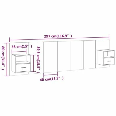 VidaXL Tête de lit avec armoires Chêne fumé Bois d'ingénierie 8 VidaXL Tête de lit avec armoires Chêne fumé Bois d'ingénierie – Image 6