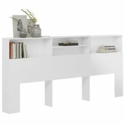 VidaXL Armoire de tête de lit Blanc brillant 220x19x103,5 cm -Têtes et pieds de lit Soldes image 6 811904