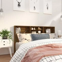VidaXL Armoire de tête de lit Chêne fumé 180x19x103,5 cm -Têtes et pieds de lit Soldes image 6 817255