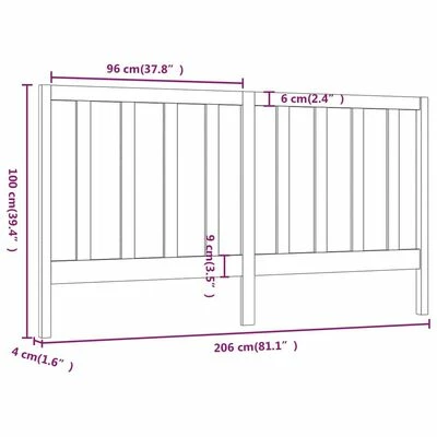 VidaXL Tête de lit Gris 206x4x100 cm Bois massif de pin 8 VidaXL Tête de lit Gris 206x4x100 cm Bois massif de pin – Image 6
