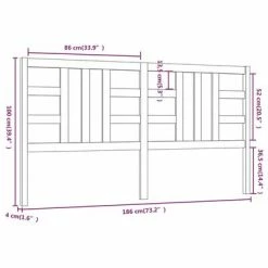 VidaXL Tête de lit Noir 186x4x100 cm Bois massif de pin -Têtes et pieds de lit Soldes image 6 817859