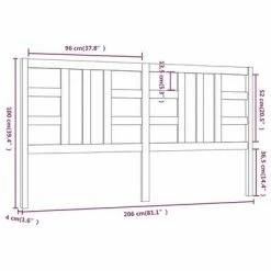 VidaXL Tête de lit Marron miel 206x4x100 cm Bois massif de pin -Têtes et pieds de lit Soldes image 6 817863