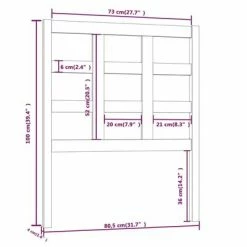 VidaXL Tête de lit Gris 80,5x4x100 cm Bois massif de pin -Têtes et pieds de lit Soldes image 6 817867