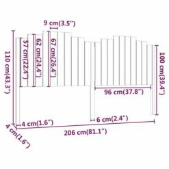 VidaXL Tête de lit Blanc 206x4x110 cm Bois massif de pin -Têtes et pieds de lit Soldes image 6 818491