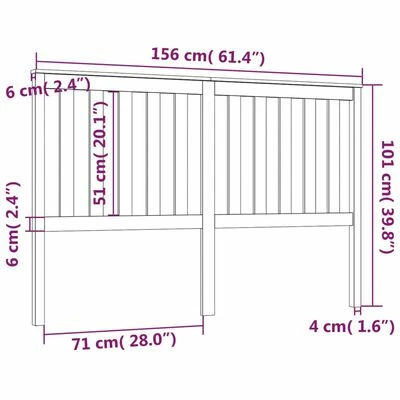 VidaXL Tête de lit Blanc 156x6x101 cm Bois massif de pin 8 VidaXL Tête de lit Blanc 156x6x101 cm Bois massif de pin – Image 6