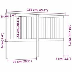 VidaXL Tête de lit Marron miel 166x6x101 cm Bois massif de pin -Têtes et pieds de lit Soldes image 6 818533