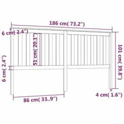 VidaXL Tête de lit 186x6x101 cm Bois massif de pin -Têtes et pieds de lit Soldes image 6 818535
