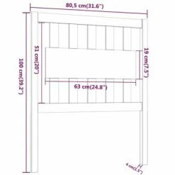 VidaXL Tête de lit Noir 80,5x4x100 cm Bois massif de pin -Têtes et pieds de lit Soldes image 6 818549