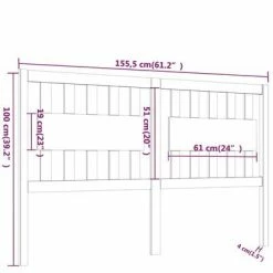 VidaXL Tête de lit 155,5x4x100 cm Bois massif de pin -Têtes et pieds de lit Soldes image 6 818575