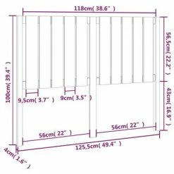 VidaXL Tête de lit Gris 125,5x4x100 cm Bois massif de pin 13 VidaXL Tête de lit Gris 125,5x4x100 cm Bois massif de pin -Têtes et pieds de lit Soldes image 6 818862