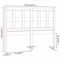 VidaXL Tête de lit Gris 155,5x4x100 cm Bois massif de pin -Têtes et pieds de lit Soldes image 6 818927