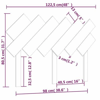 VidaXL Tête de lit 122,5x3x80,5 cm Bois massif de pin 8 VidaXL Tête de lit 122,5x3x80,5 cm Bois massif de pin – Image 6