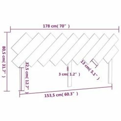 VidaXL Tête de lit Gris 178x3x80,5 cm Bois massif de pin -Têtes et pieds de lit Soldes image 6 819237